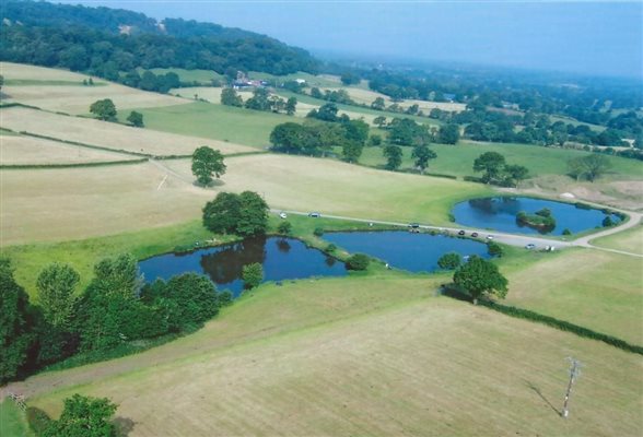 Ariel view Goose Green Farm fishing lakes